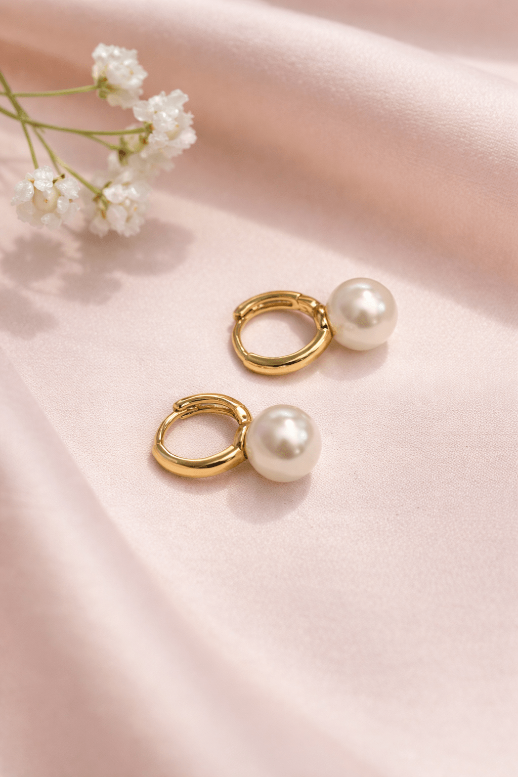 Apzeltīti mini riņķīši ar pērlīti - 18k - apzeltita - rotas