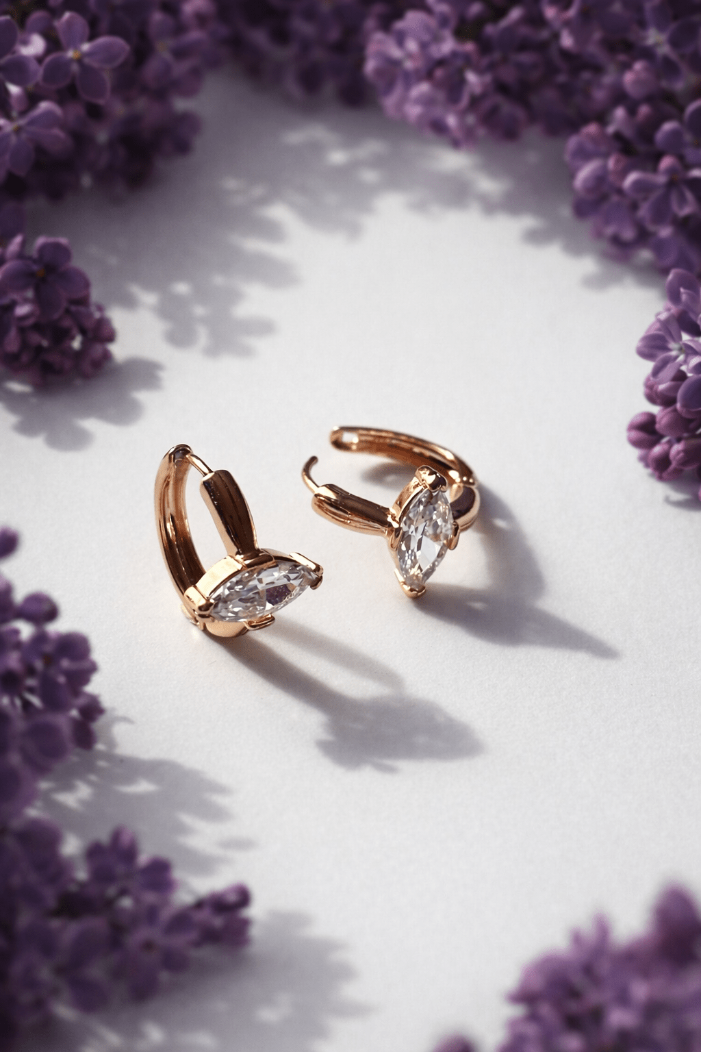 Apzeltīti riņķīšu auskari ar cirkoniju - 18k - apzeltita - rotas