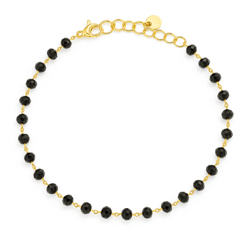BLACK CRYSTAL BRACELET gold plated bracelet womans bracelet