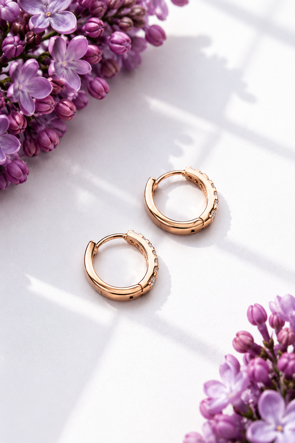 Eliza – 18k gold-plated pavé hoop earrings with cubic zirconia
