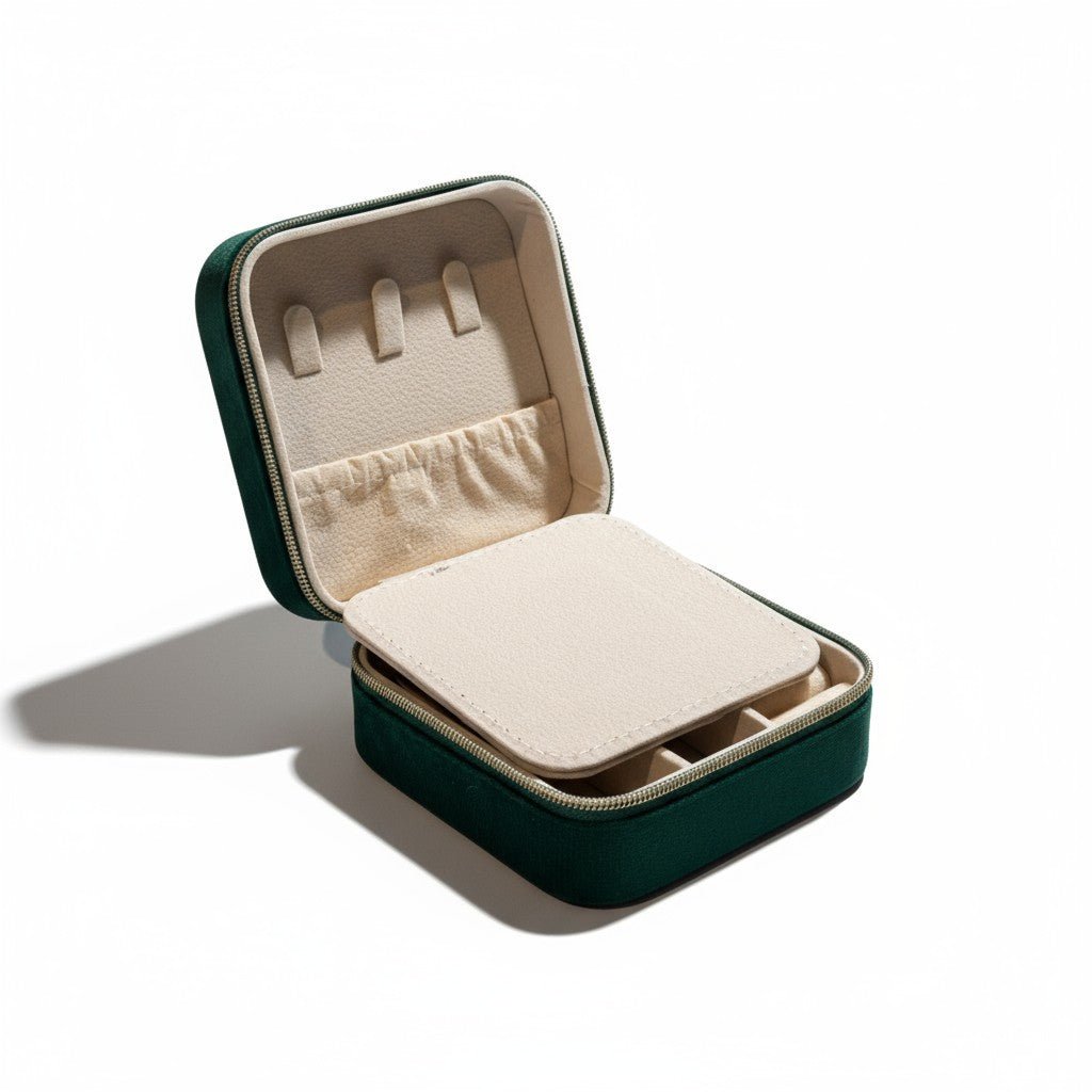 Emerald Box – Zaļa rotu lādīte ar spoguli – apzeltītas rotaslietas | Tavas Rotas