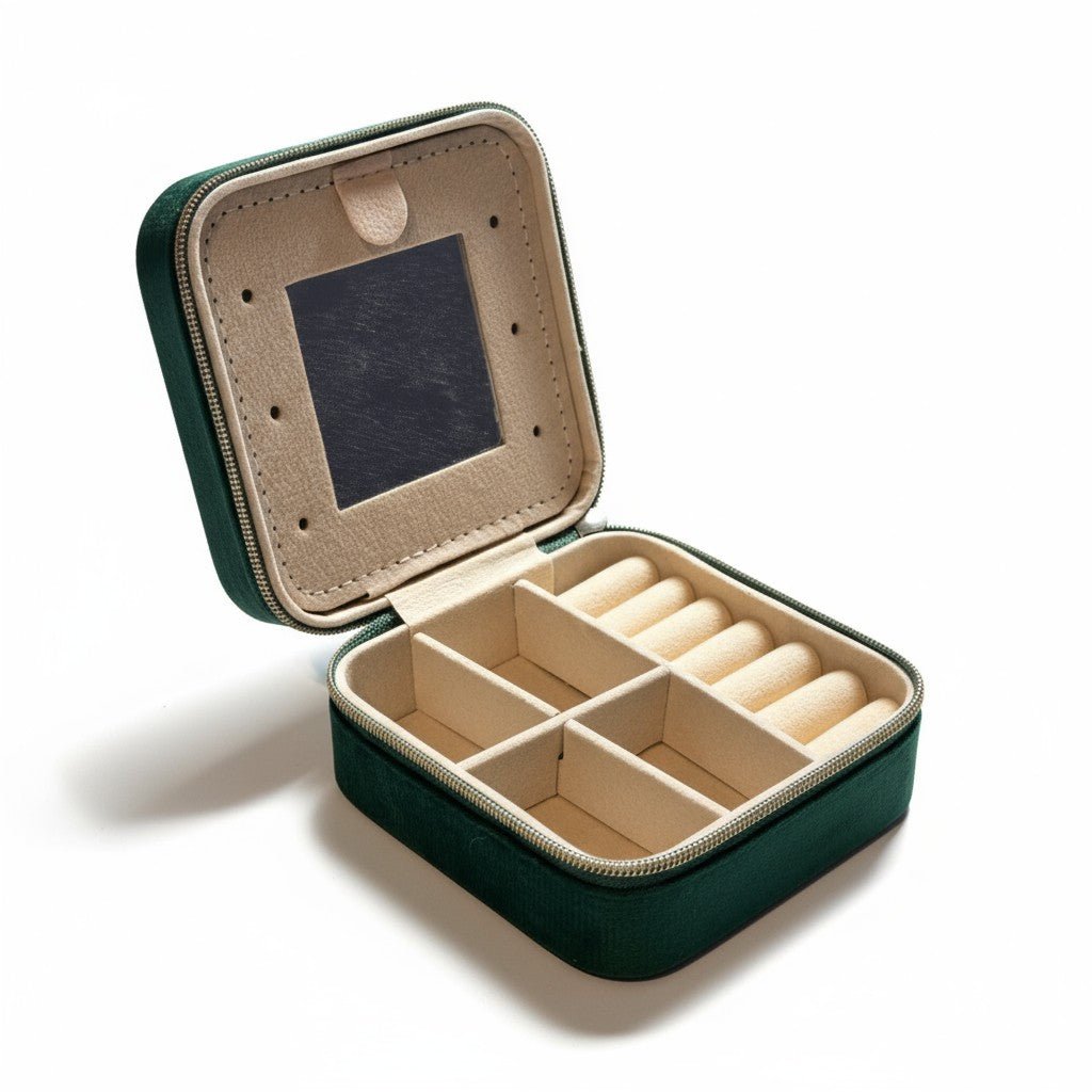 Emerald Box – Zaļa rotu lādīte ar spoguli – apzeltītas rotaslietas | Tavas Rotas