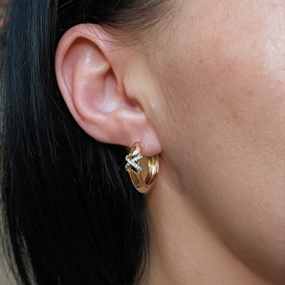 Éclat Cross Hoops – 18K apzeltīti riņķīšu auskari