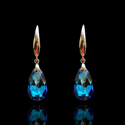 Amelia - 18k Gold - Plated Drop Earrings with Teardrop Crystal18k Gold - Plated EarringsBlue Crystal EarringsDrop Earrings