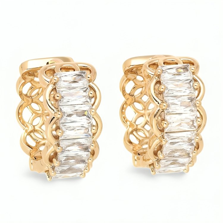 Amelia - Gold Plated Zircon Hoop Earrings 18k gold hoop earrings 18k gold hoops Earrings for gifts