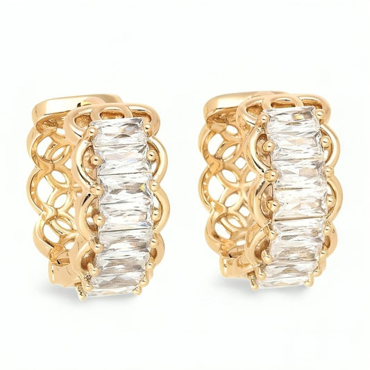 Amelia - Gold Plated Zircon Hoop Earrings 18k gold hoop earrings 18k gold hoops Earrings for gifts