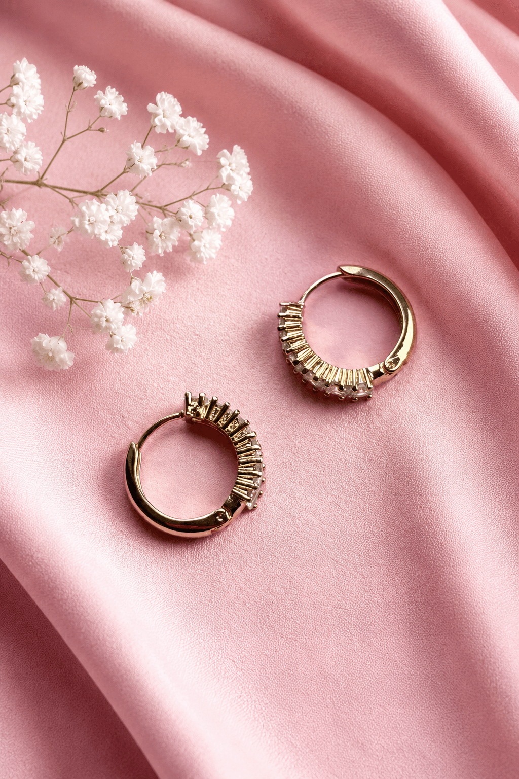 Amelia - Gold Plated Hoop Earrings with Cubic Zirconia Gold Plated Jewelry for Women