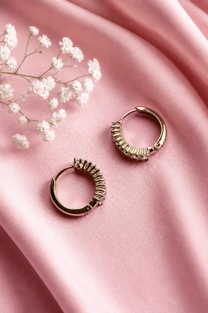 Amelia - Gold Plated Hoop Earrings with Cubic Zirconia Gold Plated Jewelry for Women