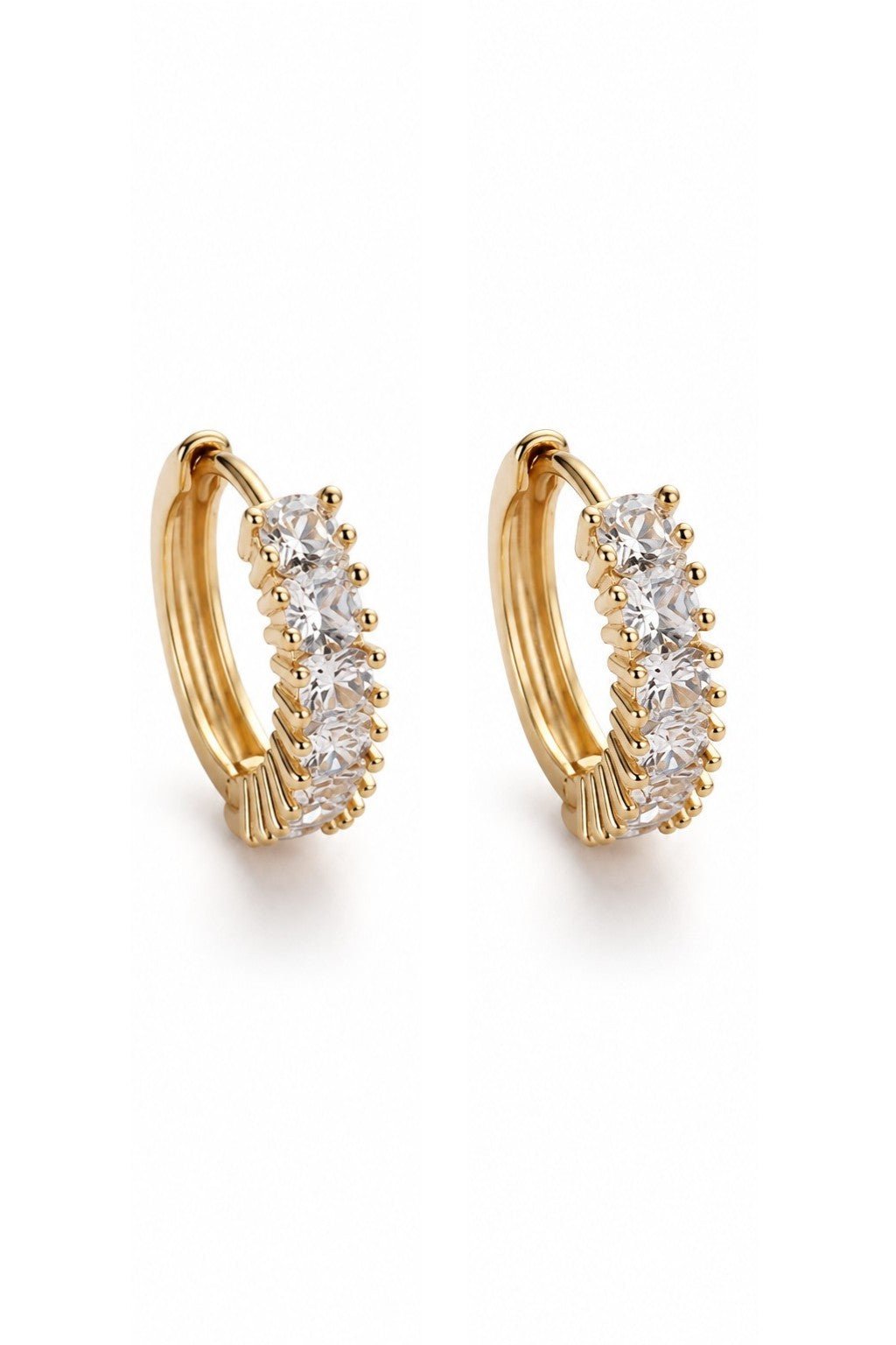 Amelia - Gold Plated Hoop Earrings with Cubic Zirconia Gold Plated Jewelry for Women