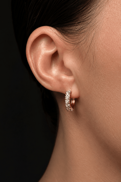 Amelia - Gold Plated Hoop Earrings with Cubic Zirconia Gold Plated Jewelry for Women