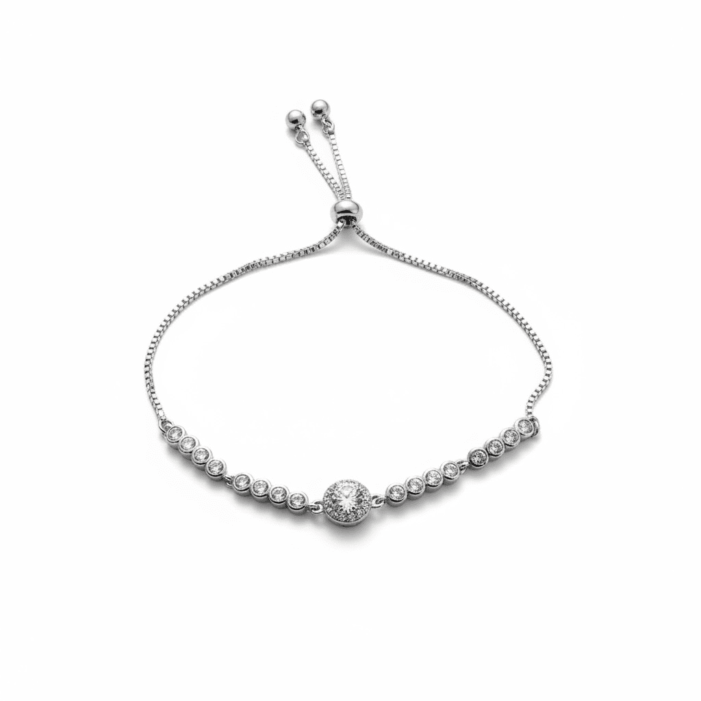 Apsudrabota regulējama rokasspradze ar apaļu kristālu - 18k - apzeltita - rotas