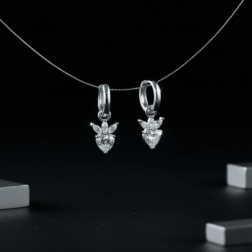 Apsudraboti 2 - in - 1 auskari ar sirsniņām un cirkonijiem - 18k - apzeltita - rotas