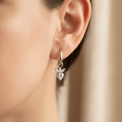 Apsudraboti 2 - in - 1 auskari ar sirsniņām un cirkonijiem - 18k - apzeltita - rotas