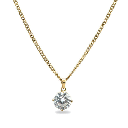 Apzeltīta kaklarota ar cirkonija kulonu - 18k - apzeltita - rotas
