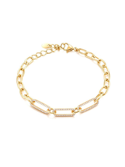 Apzeltīta rokassprādze ar cirkonijiem - 18k - apzeltita - rotas