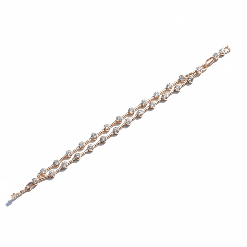 Apzeltīta rokassprādze ar divām rindām kristālu - 18k - apzeltita - rotas