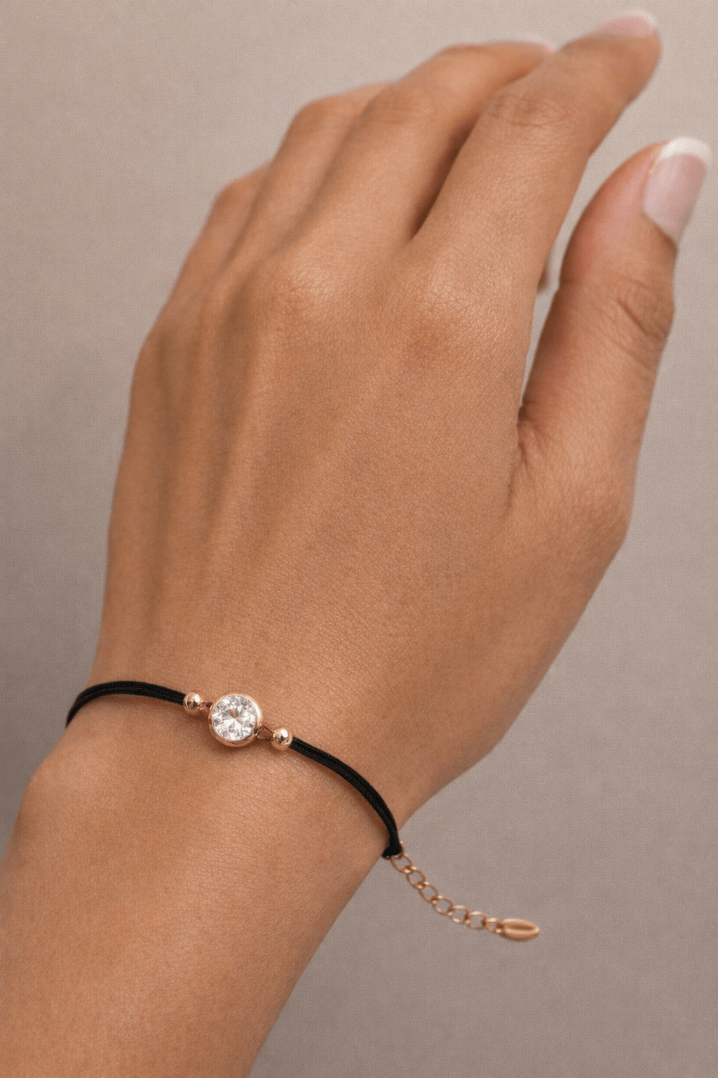 Gold-plated bracelet with black cord and zirconia - 18k - gold-plated - jewelry