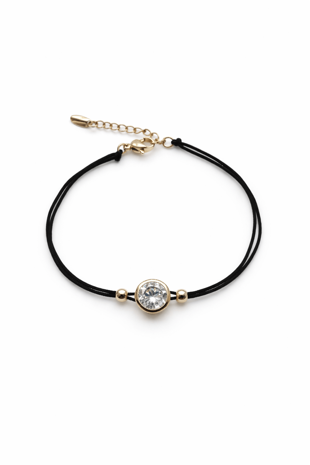 Gold-plated bracelet with black cord and zirconia - 18k - gold-plated - jewelry