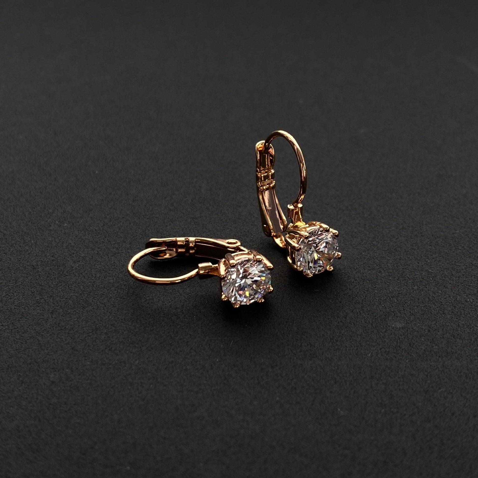 Apzeltīti auskari ar cirkoniju un angļu aizdari - 18k - apzeltita - rotas