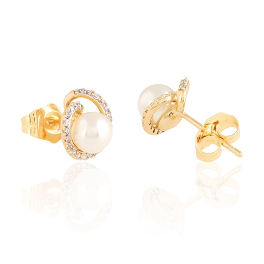 Apzeltīti auskari ar pērlīti – TAVAS ROTAS