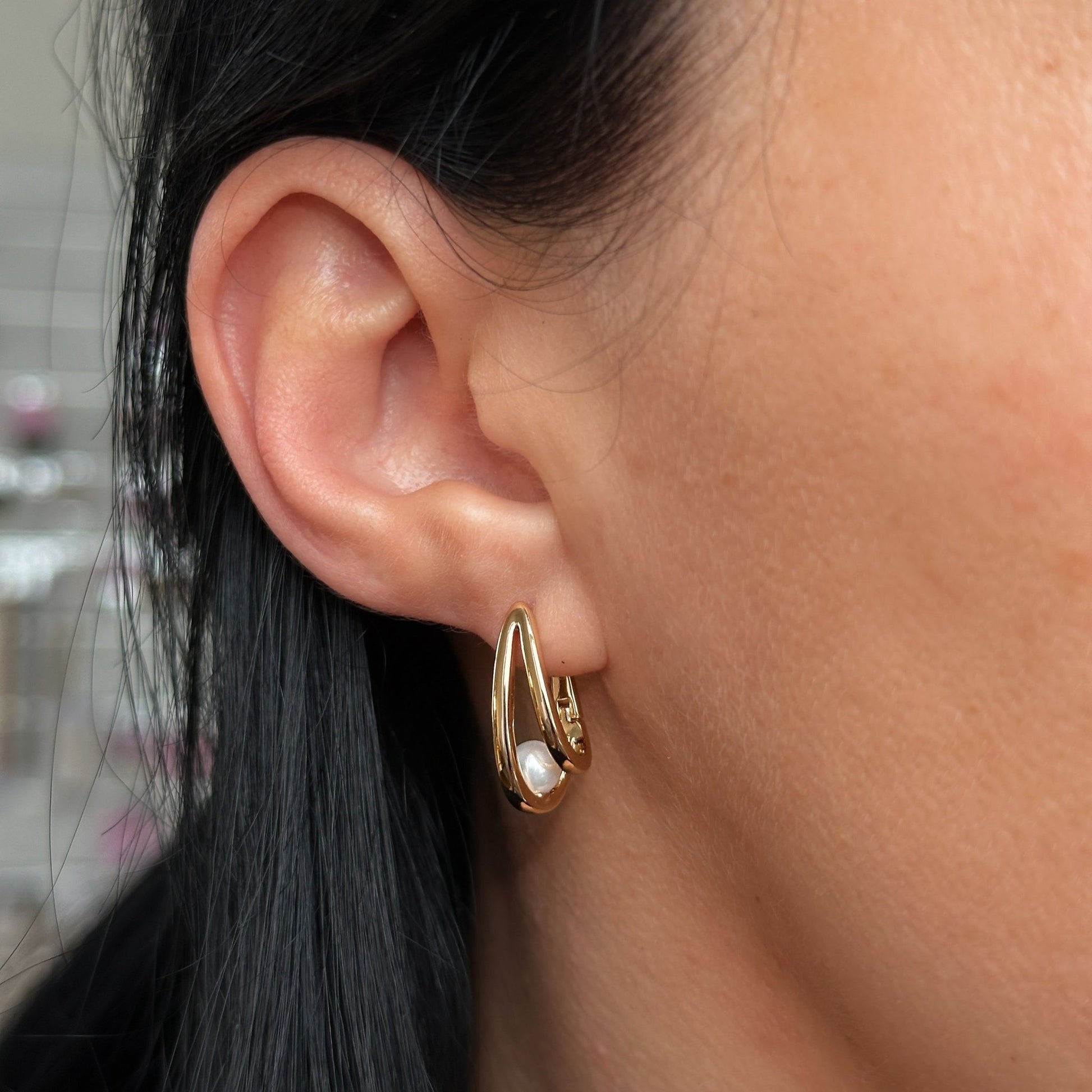 Apzeltīti auskari ar pērlīti - 18k - apzeltita - rotas