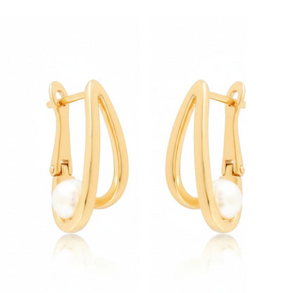 Apzeltīti auskari ar pērlīti - 18k - apzeltita - rotas