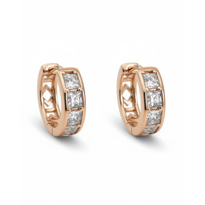 Apzeltīti mazi riņķīši ar kvadrātveida kristāliem - 18k - apzeltita - rotas