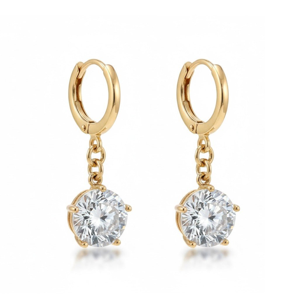 Apzeltīti nokareni riņķīši ar cirkoniju - 18k - apzeltita - rotas