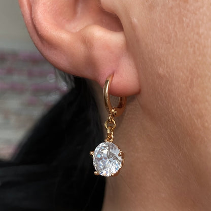 Apzeltīti nokareni riņķīši ar cirkoniju - 18k - apzeltita - rotas