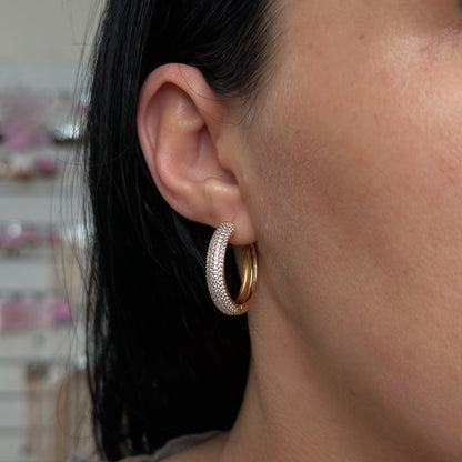 Apzeltīti riņķīši ar cirkonijiem - 18k - apzeltita - rotas