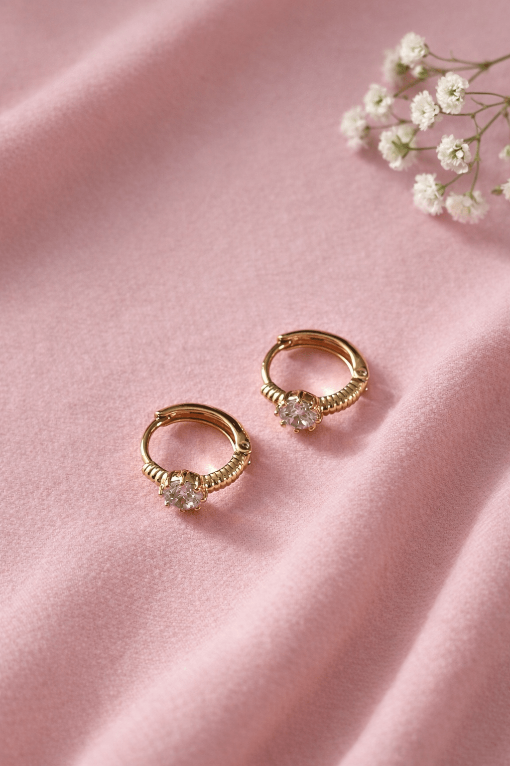 Apzeltīti riņķīšu auskari ar cirkoniju - 18k - apzeltita - rotas