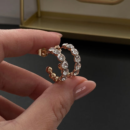 Apzeltīti riņķīšu auskari ar kristāliem - 18k - apzeltita - rotas