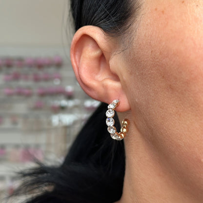 Apzeltīti riņķīšu auskari ar kristāliem - 18k - apzeltita - rotas