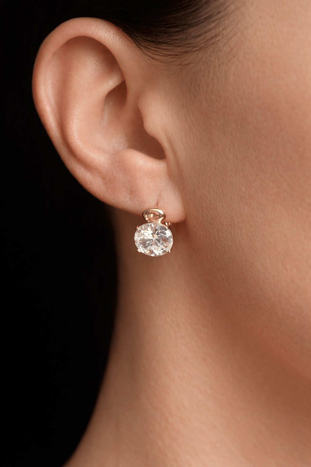 Apzeltīti riņķīšu auskari ar lielu solitaire cirkoniju - 18k - apzeltita - rotas