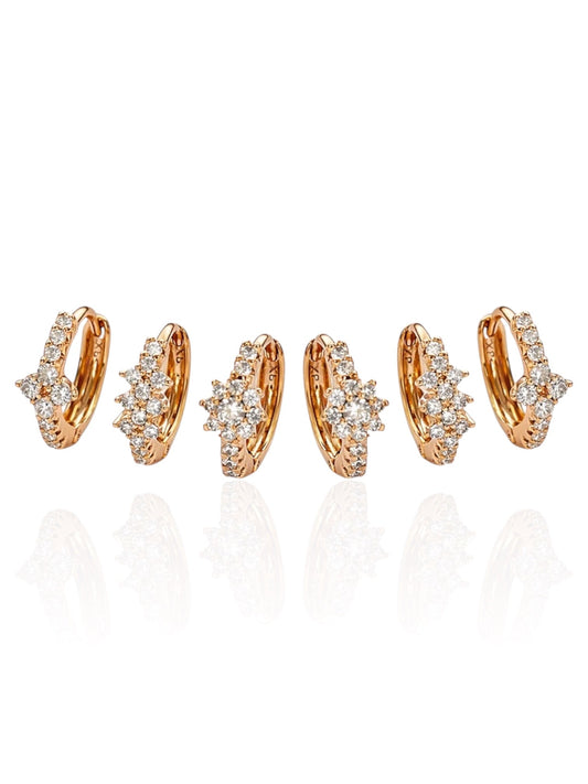 Apzeltītu auskaru komplekts ar 3 pāriem riņķīšu - 18k - apzeltita - rotas