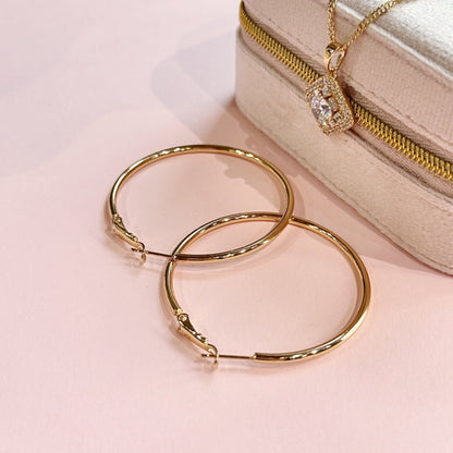 Bella Gold - Women's Gold - Plated Hoop Earrings 18k Gold Earrings Bella Gold Earrings Classic Hoop Earrings