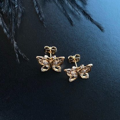 Butterfly Stud Earrings with Zircon Crystals18k Gold - Plated EarringsButterfly EarringsGold - Plated Earrings