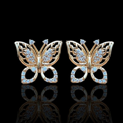 Butterfly Stud Earrings with Zircon Crystals18k Gold - Plated EarringsButterfly EarringsGold - Plated Earrings