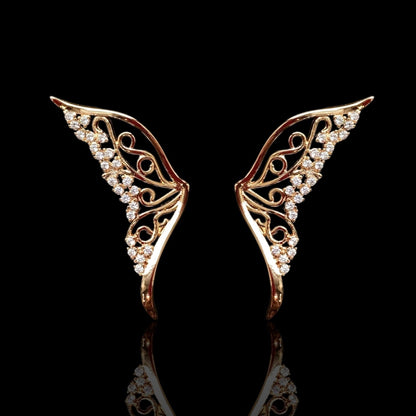 Butterfly Wings - Gold - Plated Earrings with Zirconia18k Gold - Plated EarringsButterfly wings earringsCubic zirconia jewelry