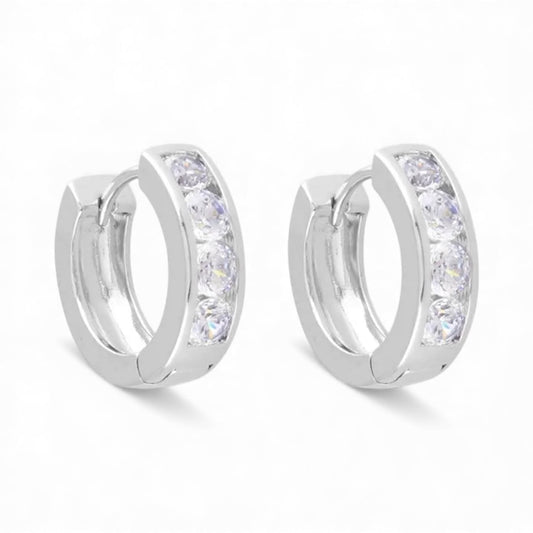  - Crystal Lane – Sudraba spīduma riņķīšu auskari - 1