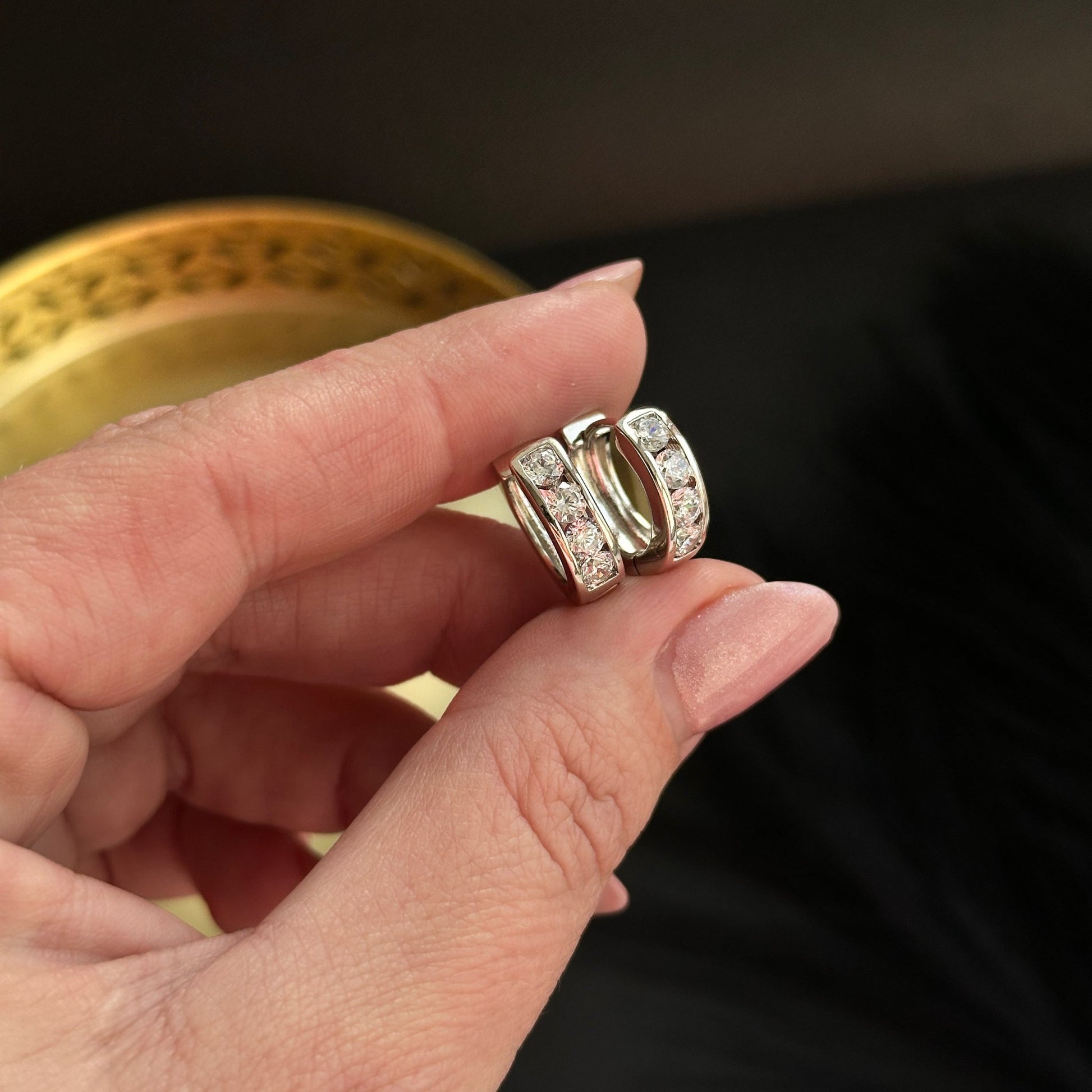  - Crystal Lane – Sudraba spīduma riņķīšu auskari - 3