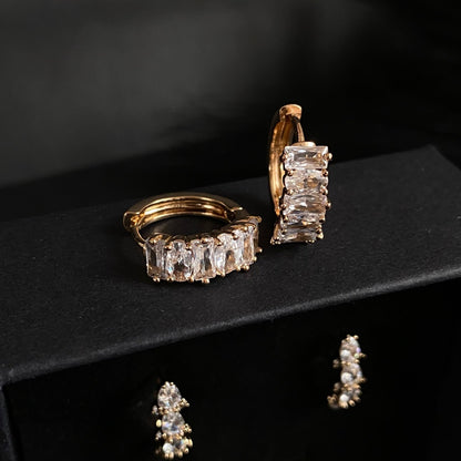 Crystal Line – Apzeltīti auskari ar cirkonijiem – apzeltītas rotaslietas | Tavas Rotas