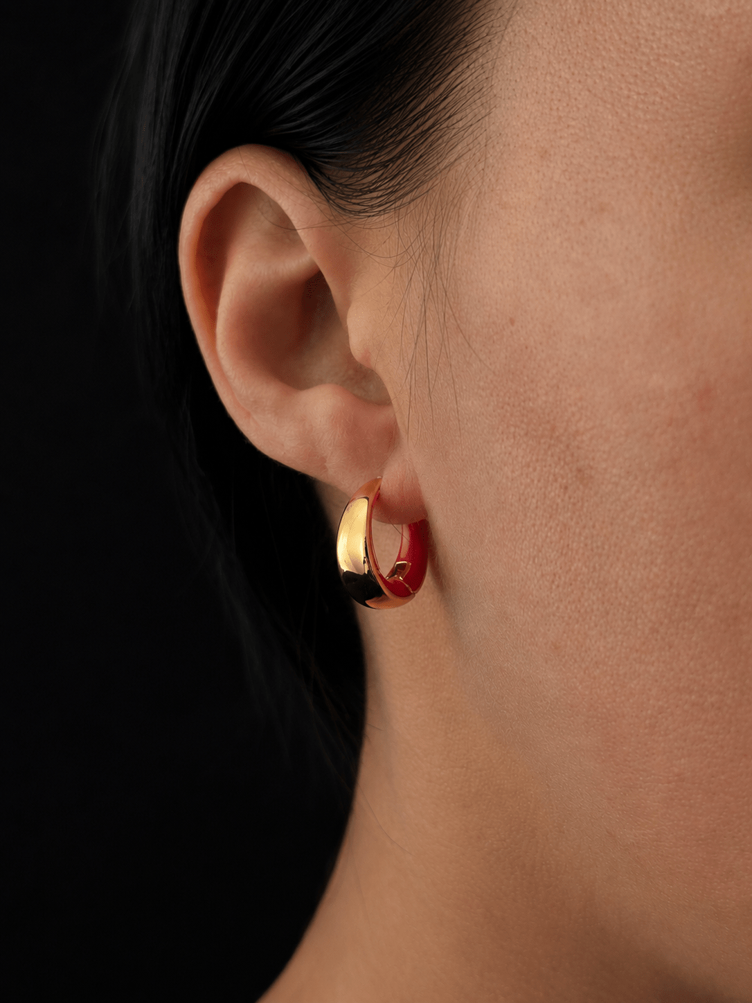 Daniela - 18k Gold Plated Hoop Earrings with Red Enamel Gold Plated Jewelry for Women