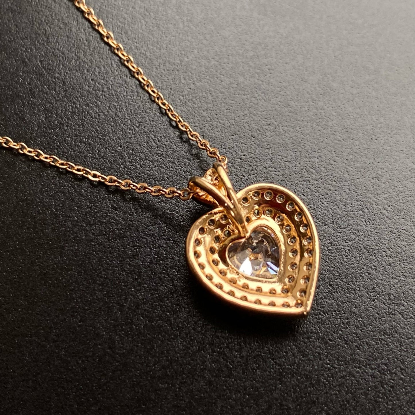 Divine Love Gold Plated Necklace with Heart Pendant45 cm necklaceCrystal heart necklaceDivine Love necklace