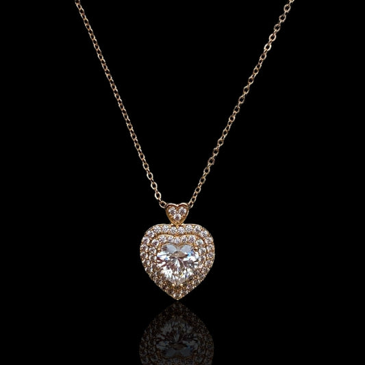 Divine Love Gold Plated Necklace with Heart Pendant45 cm necklaceCrystal heart necklaceDivine Love necklace