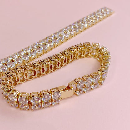 Double Tennis - Gold Plated Bracelet Classic Bracelet Double Row Bracelet Elegant Jewelry