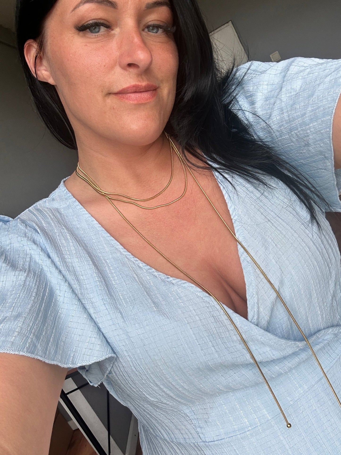double necklace with two long chains gold plated jewelry for women