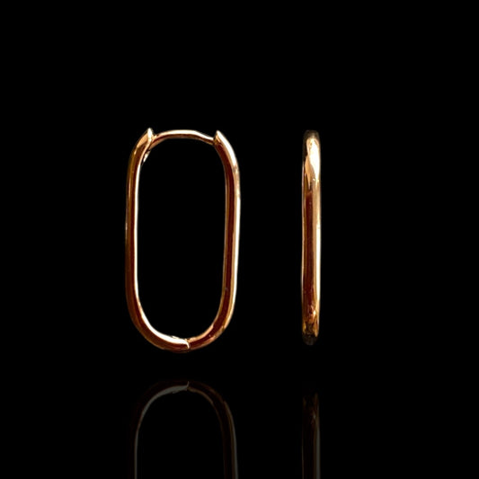 Elena - 18k Gold - Plated Rectangular Hoop Earrings