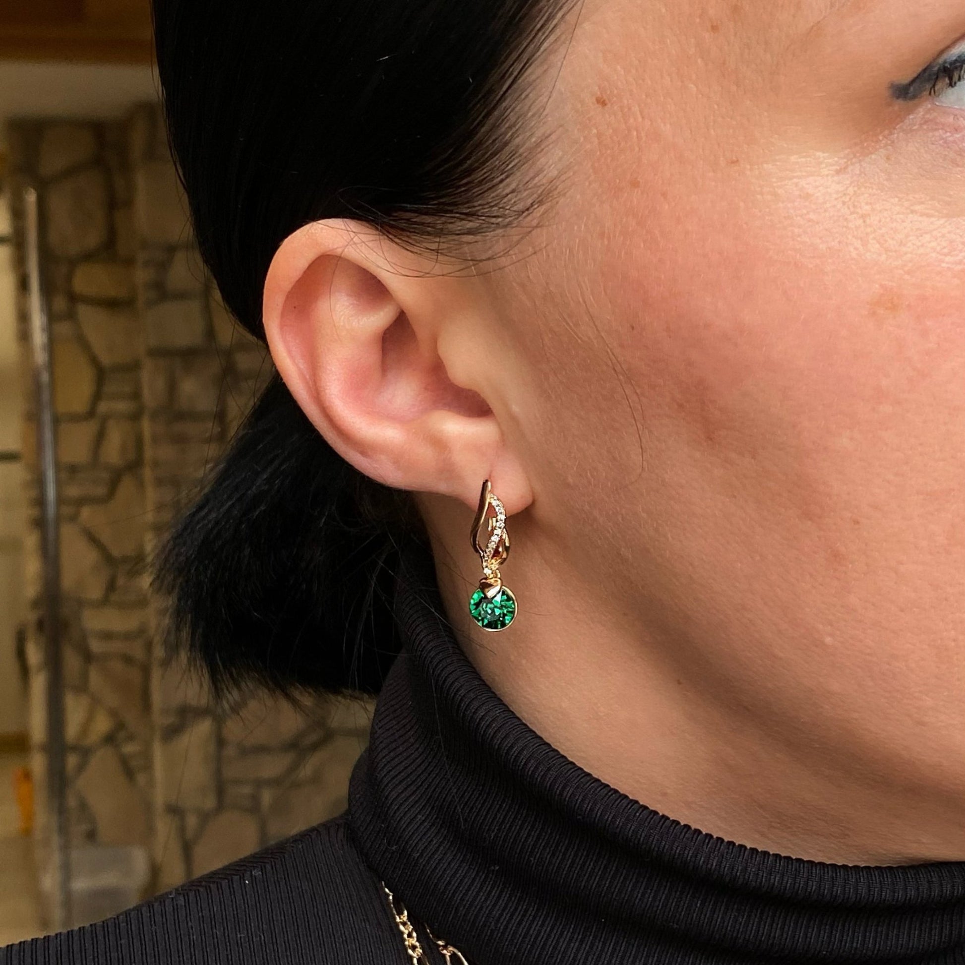 Emerald Allure - 18k Gold - Plated Dangle Earrings18k Gold JewelryBridal Earringscrystal earrings