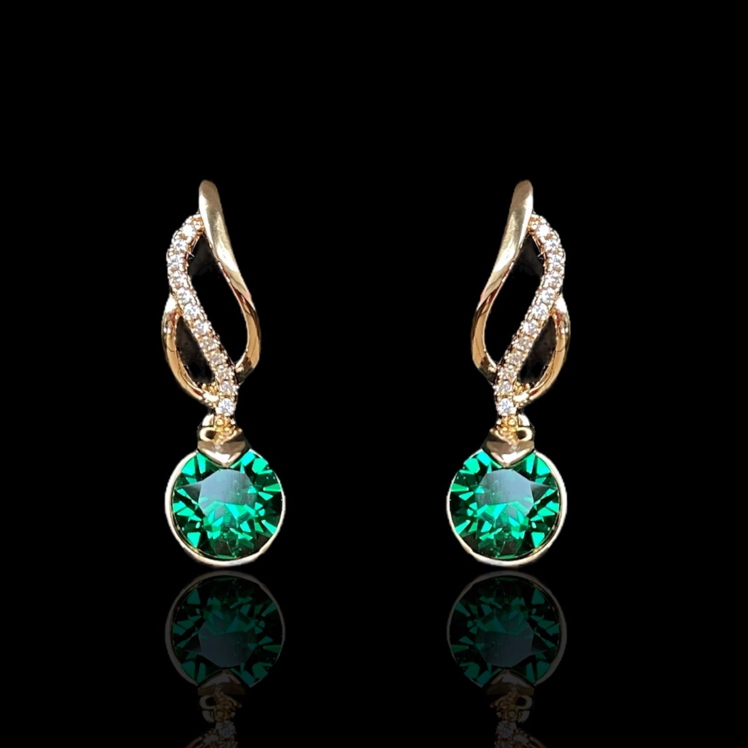 Emerald Allure - 18k Gold - Plated Dangle Earrings18k Gold JewelryBridal Earringscrystal earrings